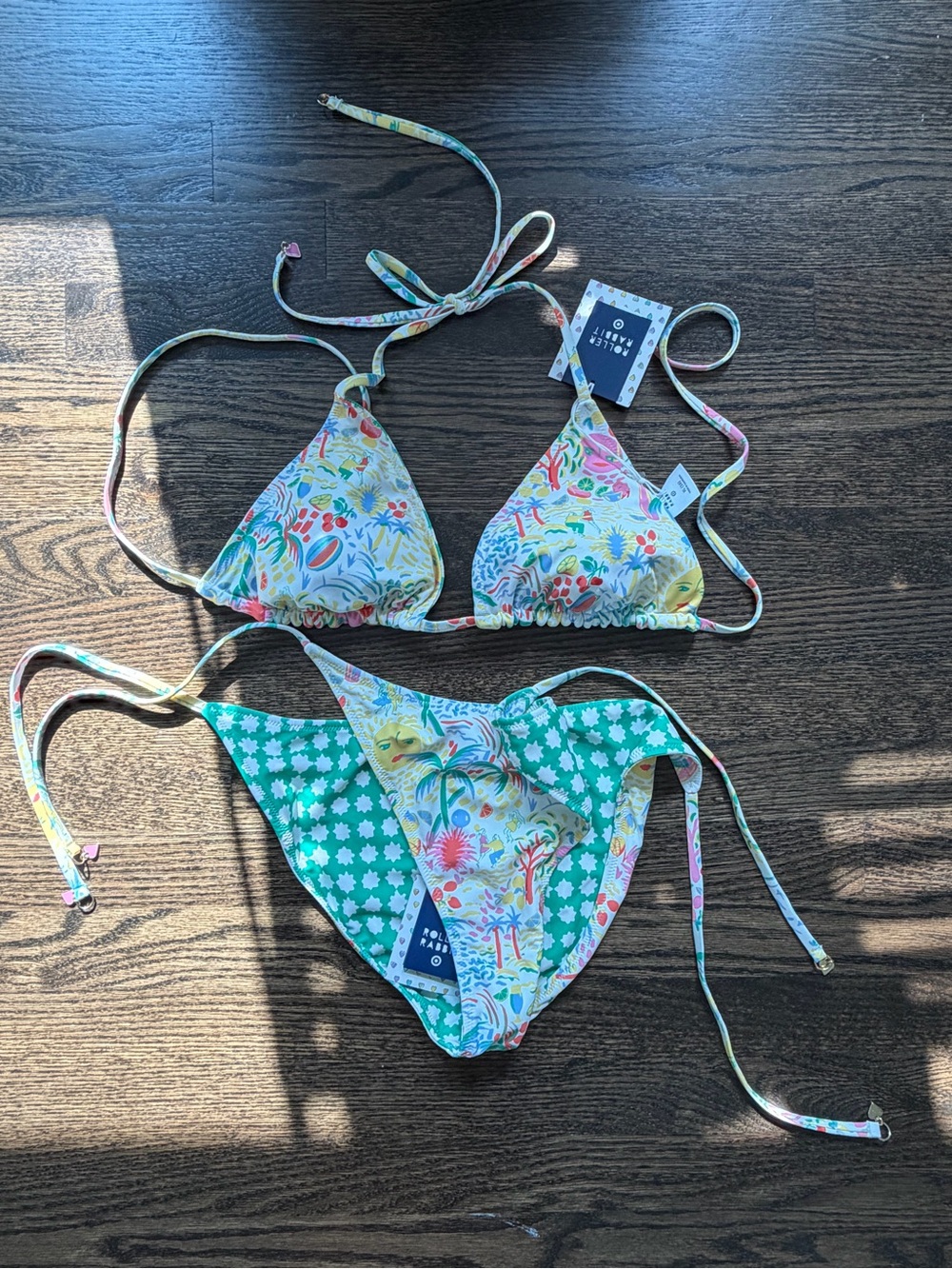 Roller Rabbit by Target Womenβs Reversible Floral Triangle Bikini - Green/Multi